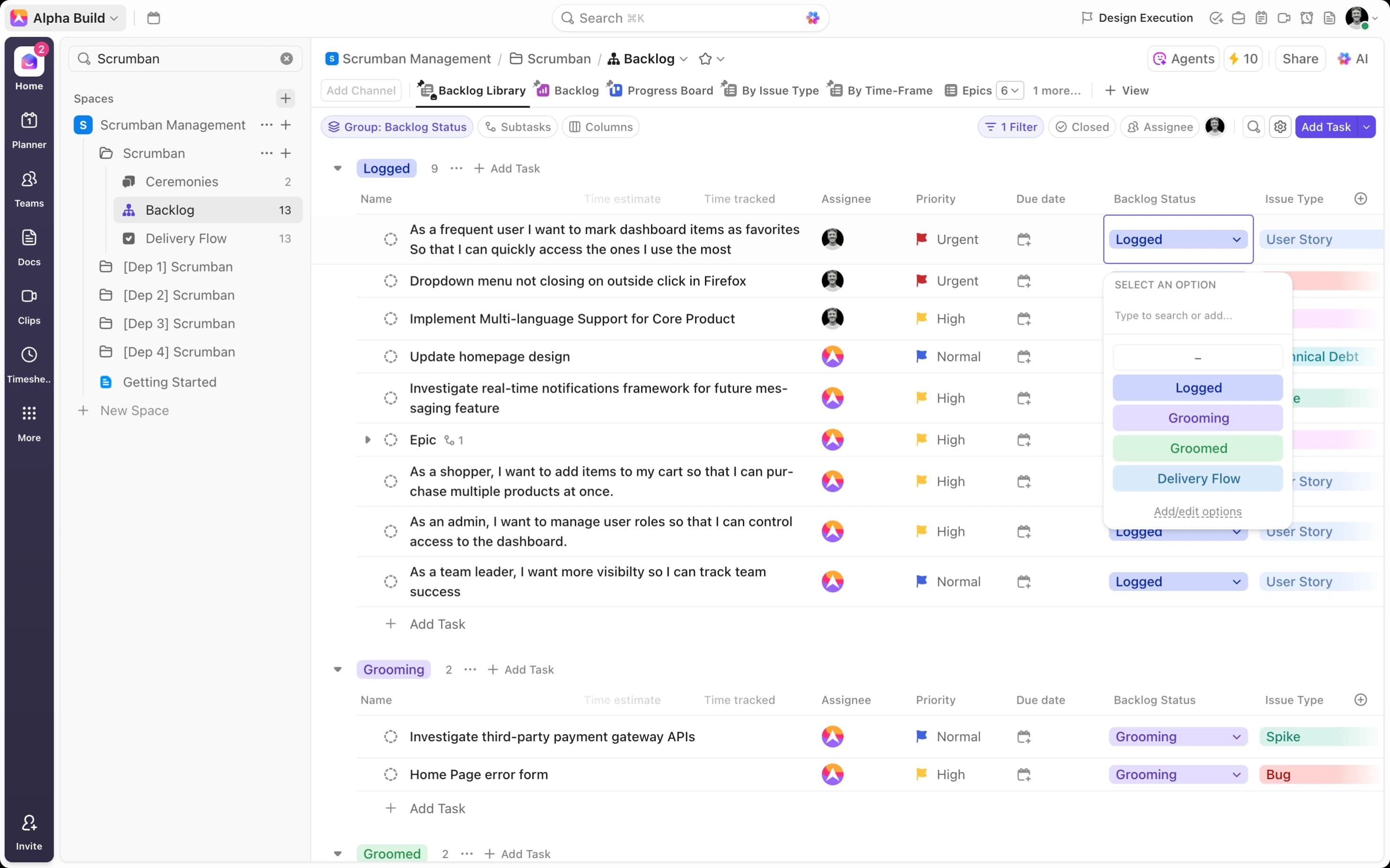 Automating Scrumban workflows in ClickUp