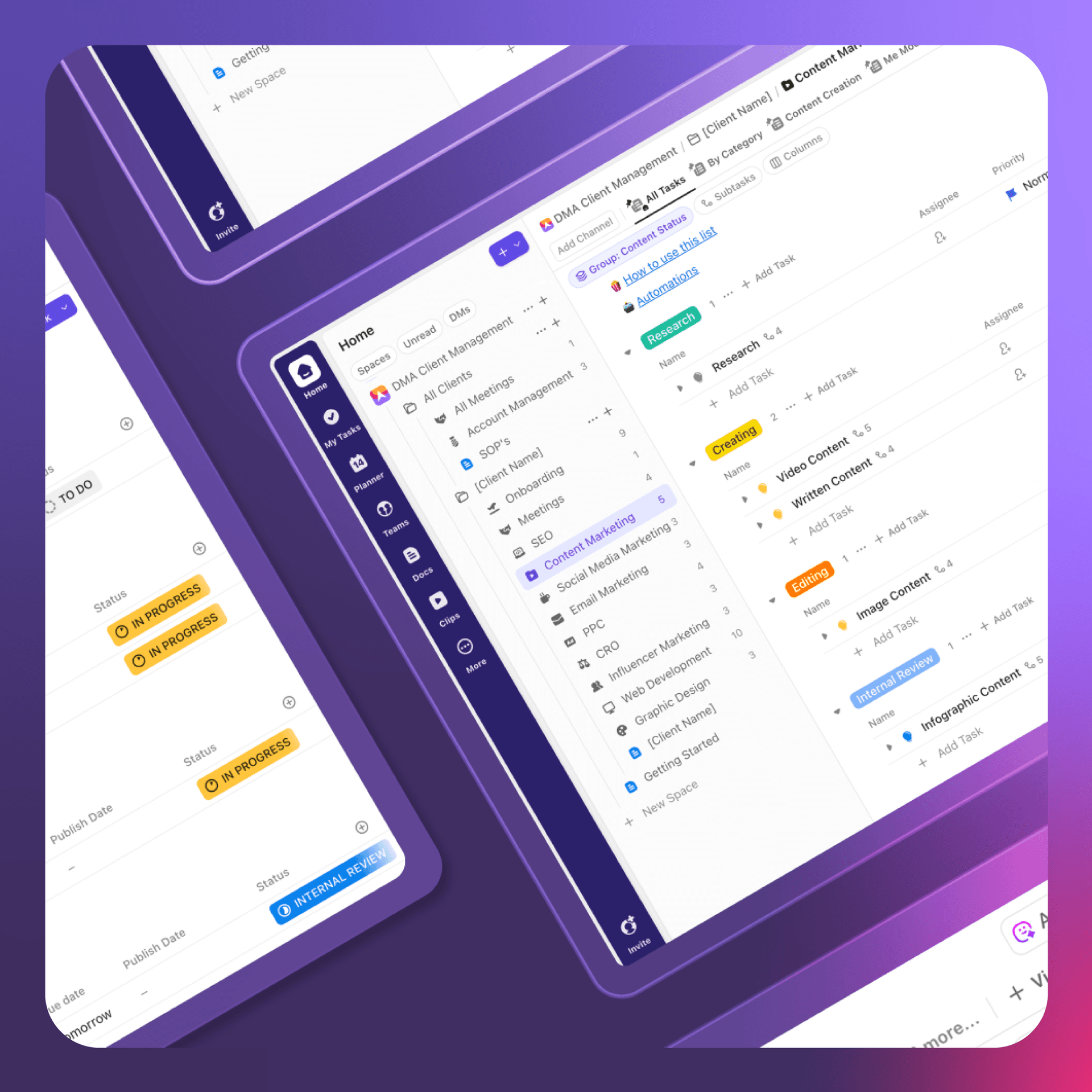 Clickup for digital marketing agency 