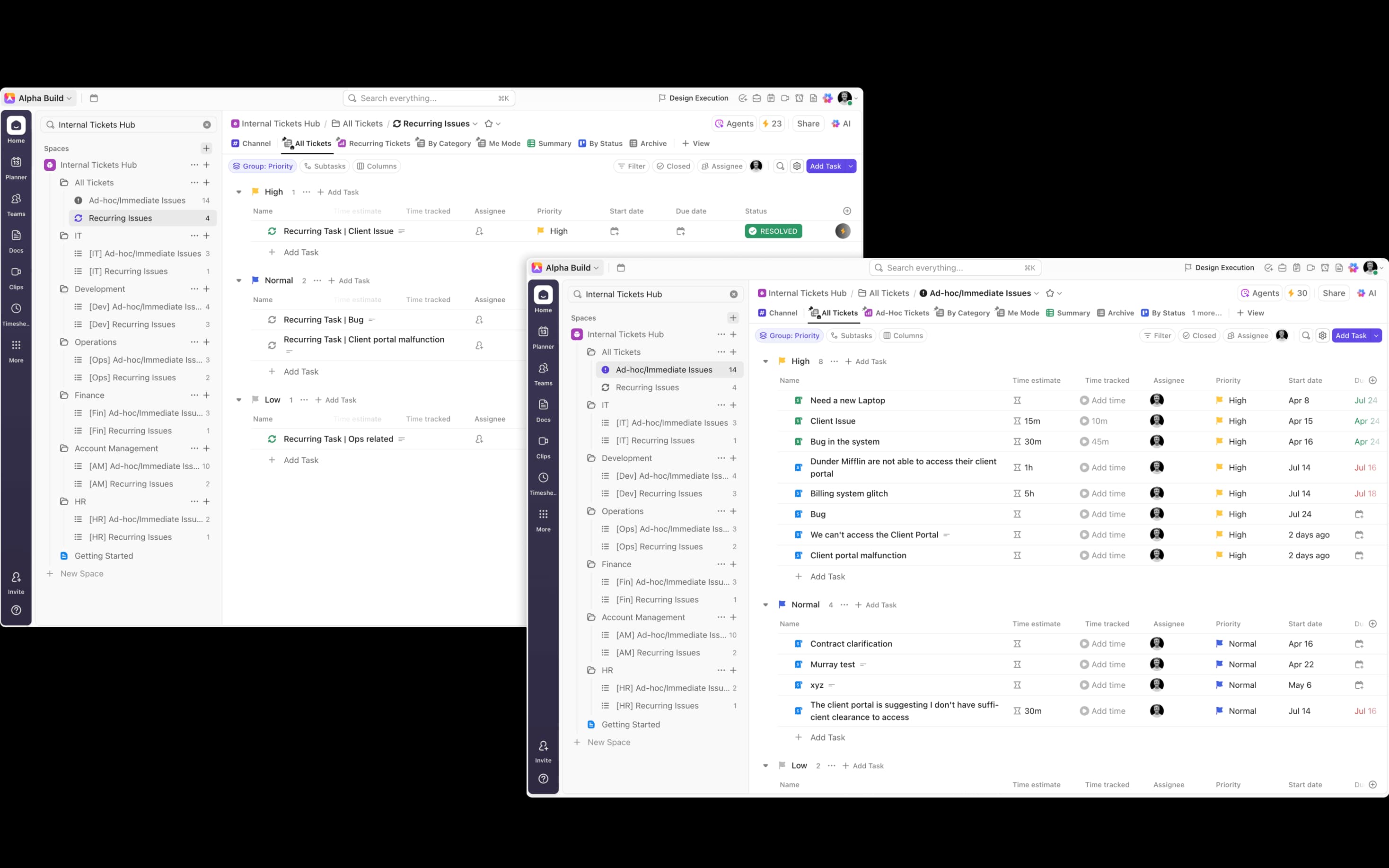 Tracking Ad-Hoc and Recurring Issues in ClickUp