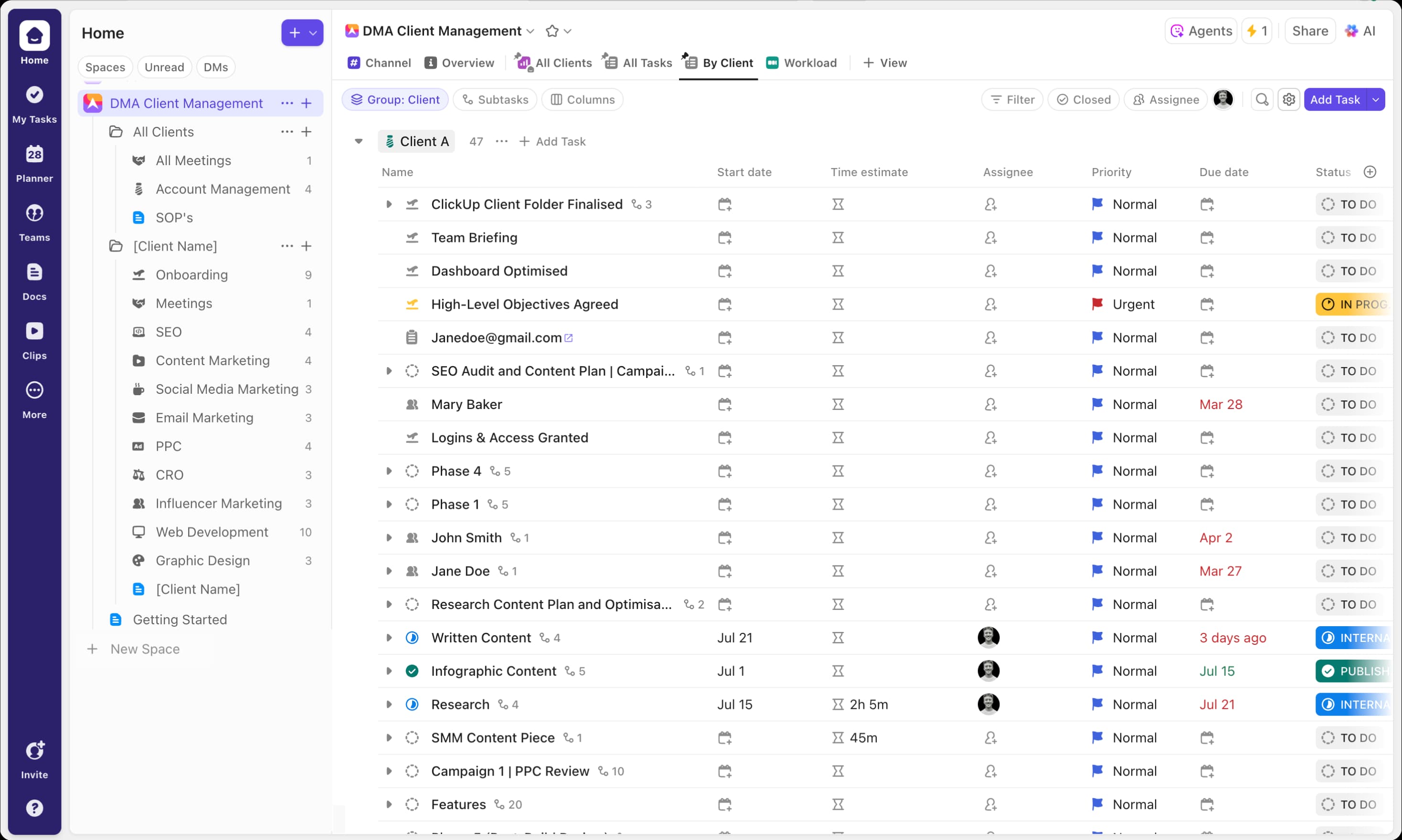 Client Relationship and Custom fields