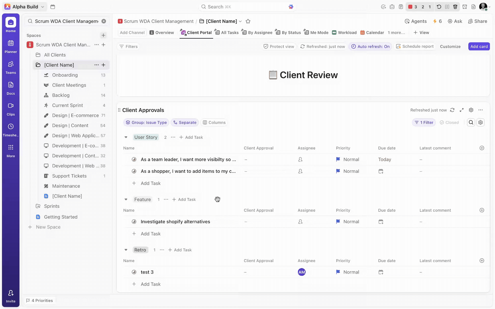 Using Client Portals for Sprint Reviews