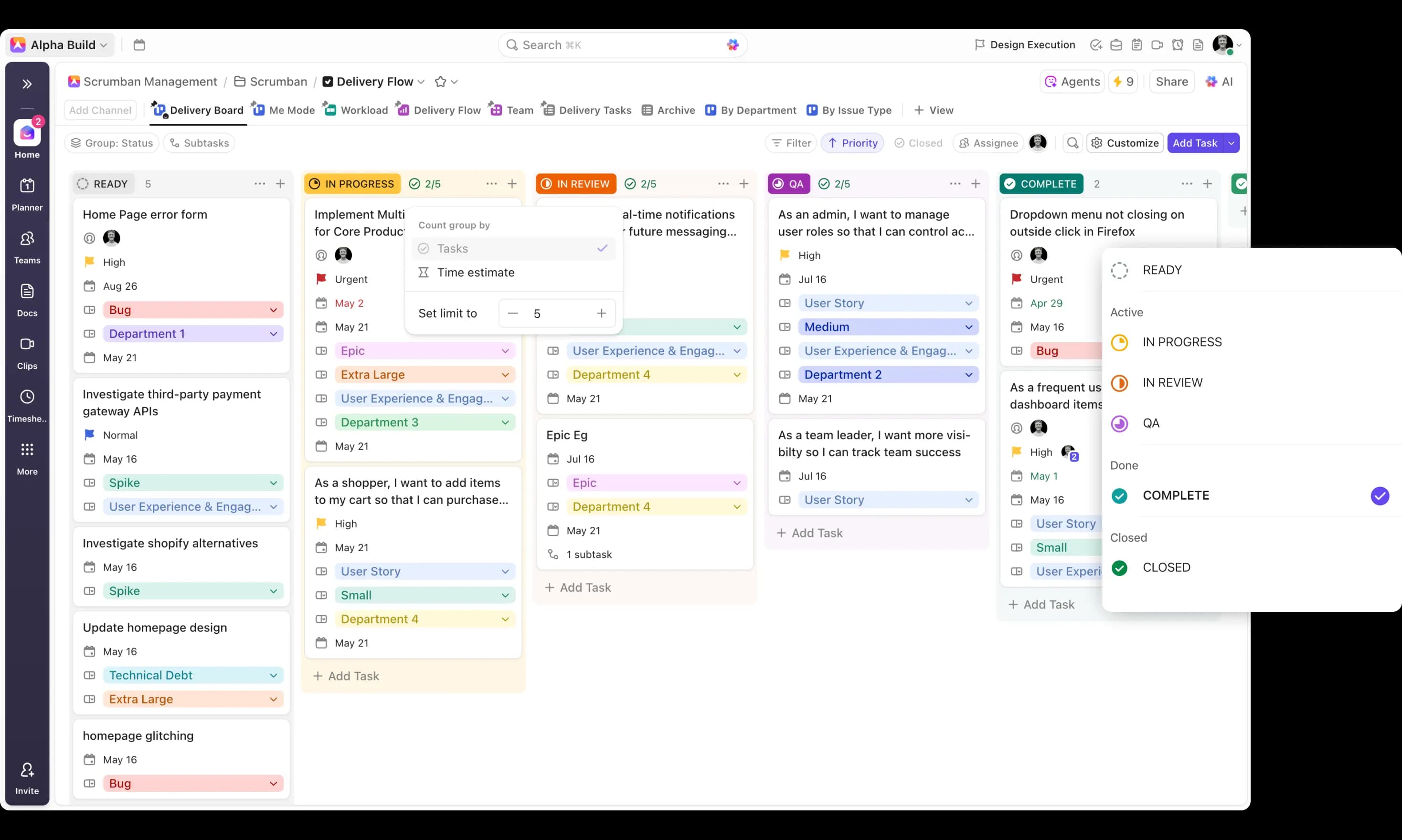 Managing Priorities and Flow: WIP Limits and Task Statuses