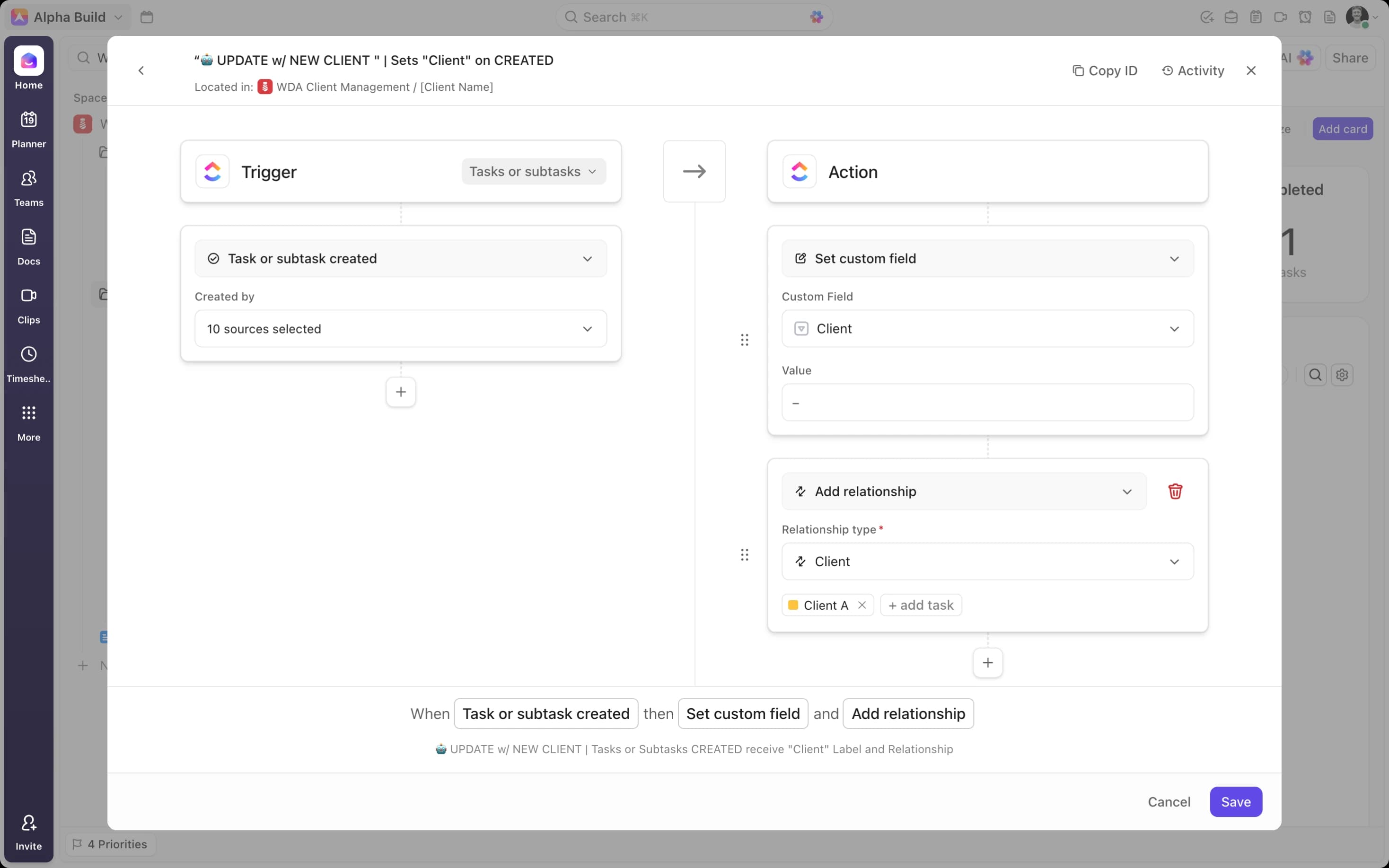 Backend Setup: Client Dropdowns and Relationship Fields