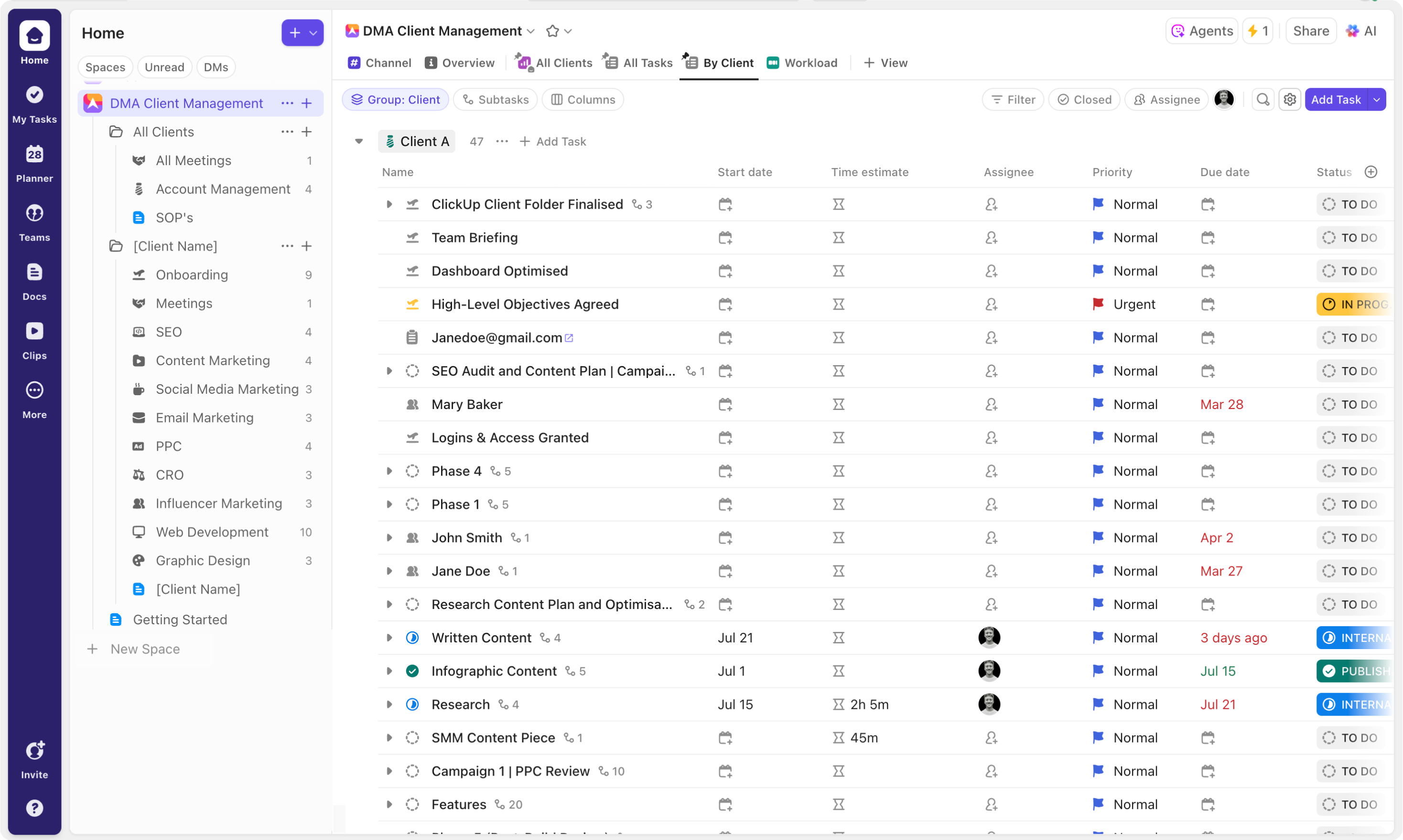 Client Relationship and Custom fields