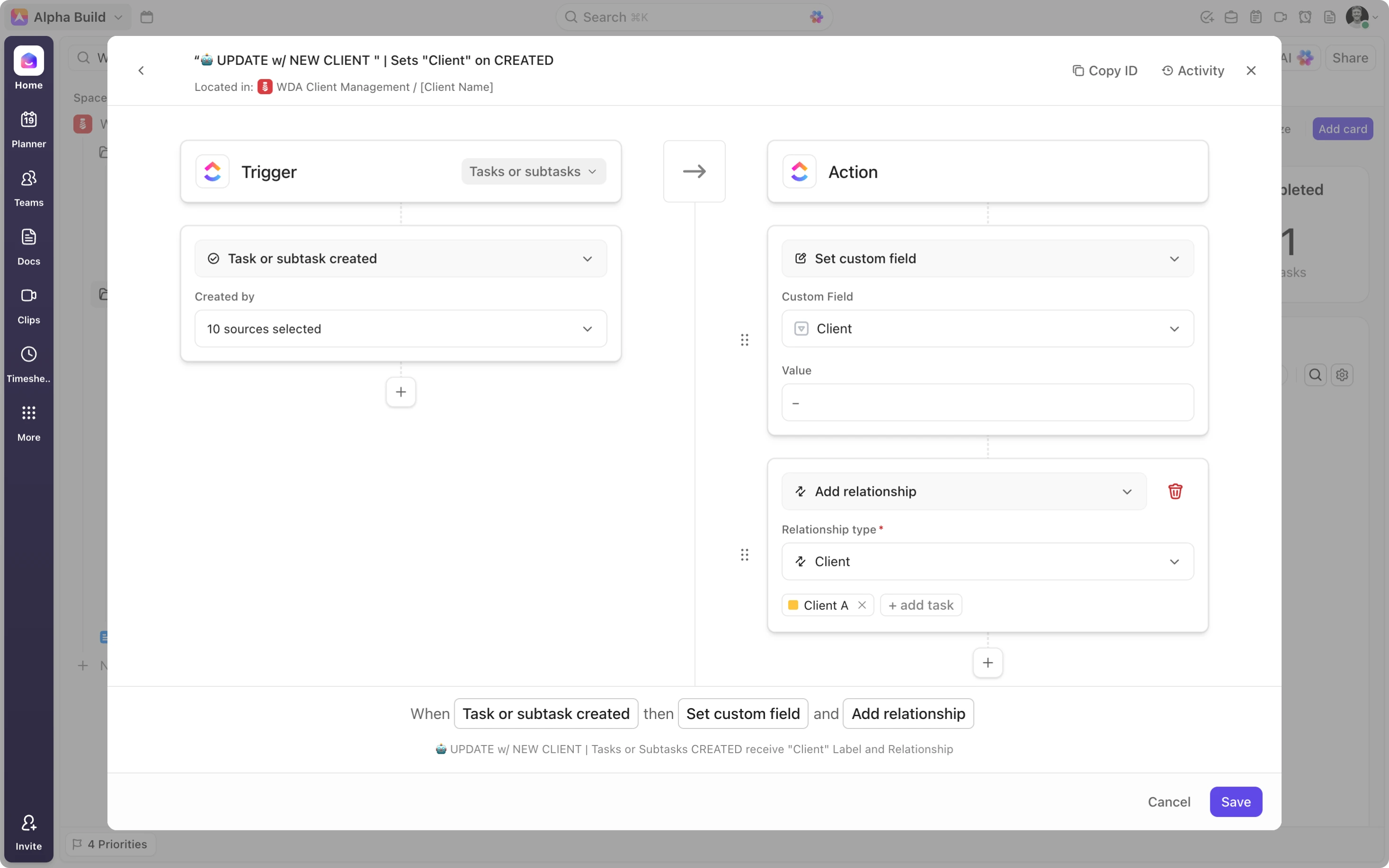 Backend Setup: Client Dropdowns and Relationship Fields